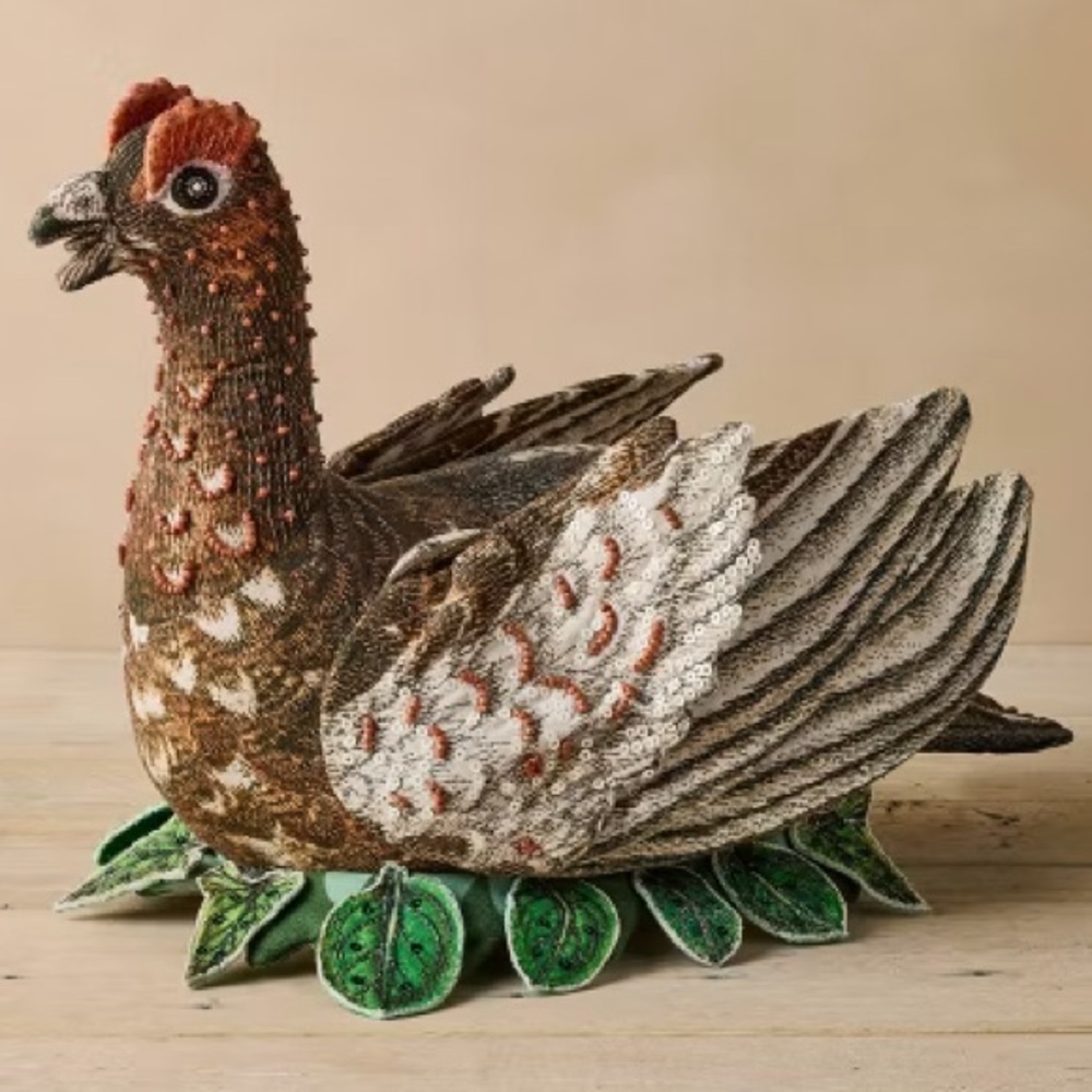 JOHM DERIAN NWT beaded grouse pillow -16”